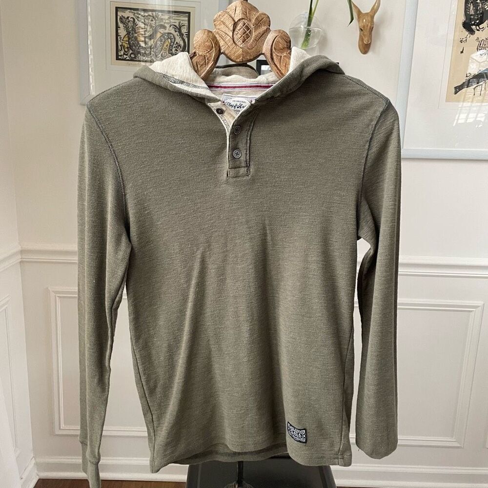 Flag & Anthem Olive Green Thermal Hoodie XS